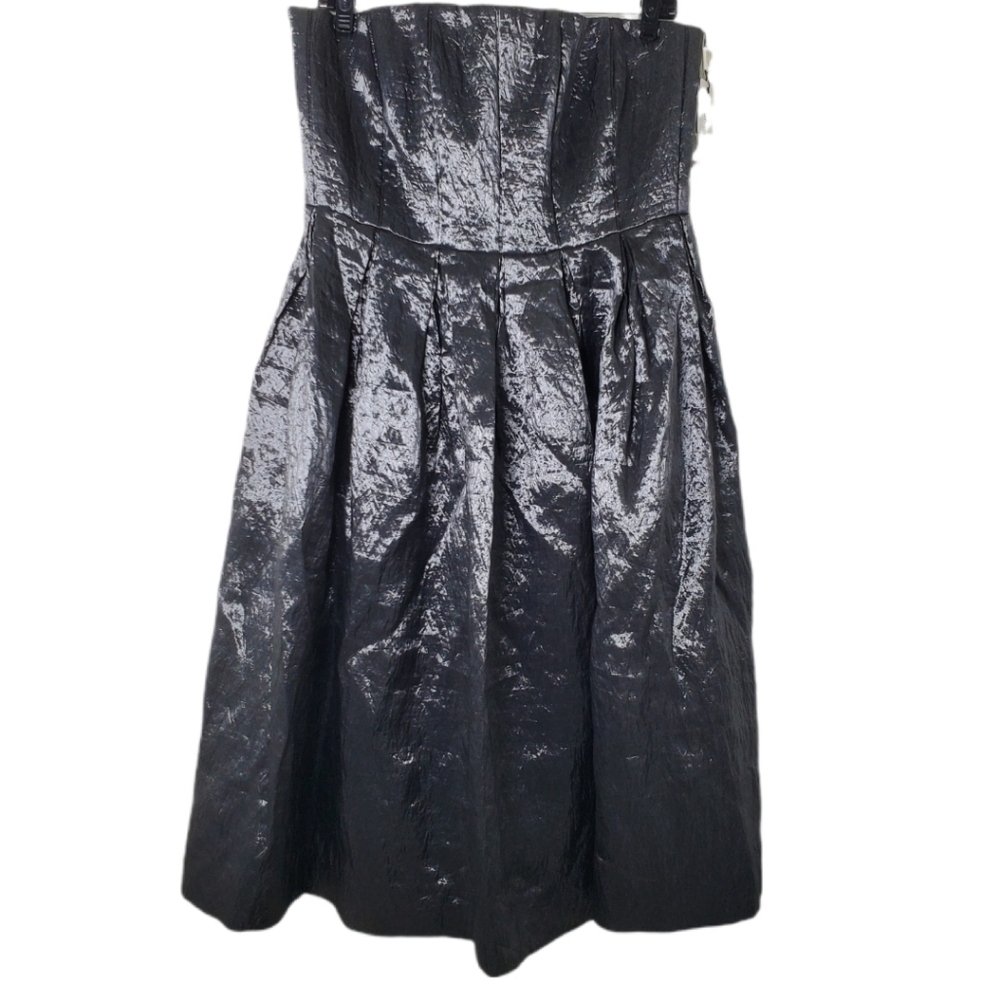 Calvin Klein Gunmetal Metallic Strapless Party Dress Pewter CD7E5388 Size 12
